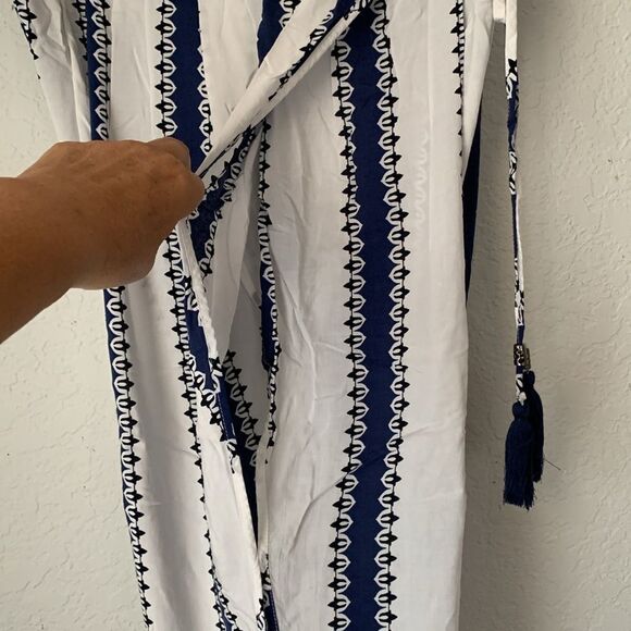 Solitaire Navy White Swimwear Open Sides Rayon Pants Joggers Size L - Picture 7 of 10